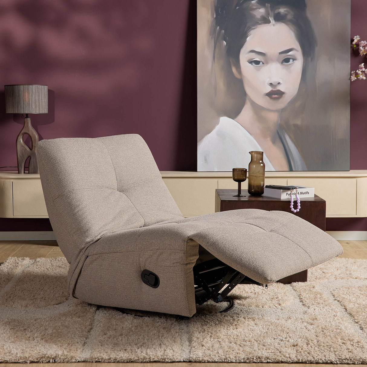 Relaxfauteuil - Taupe - Verstelbaar - Draaibaar - Schommelfunctie