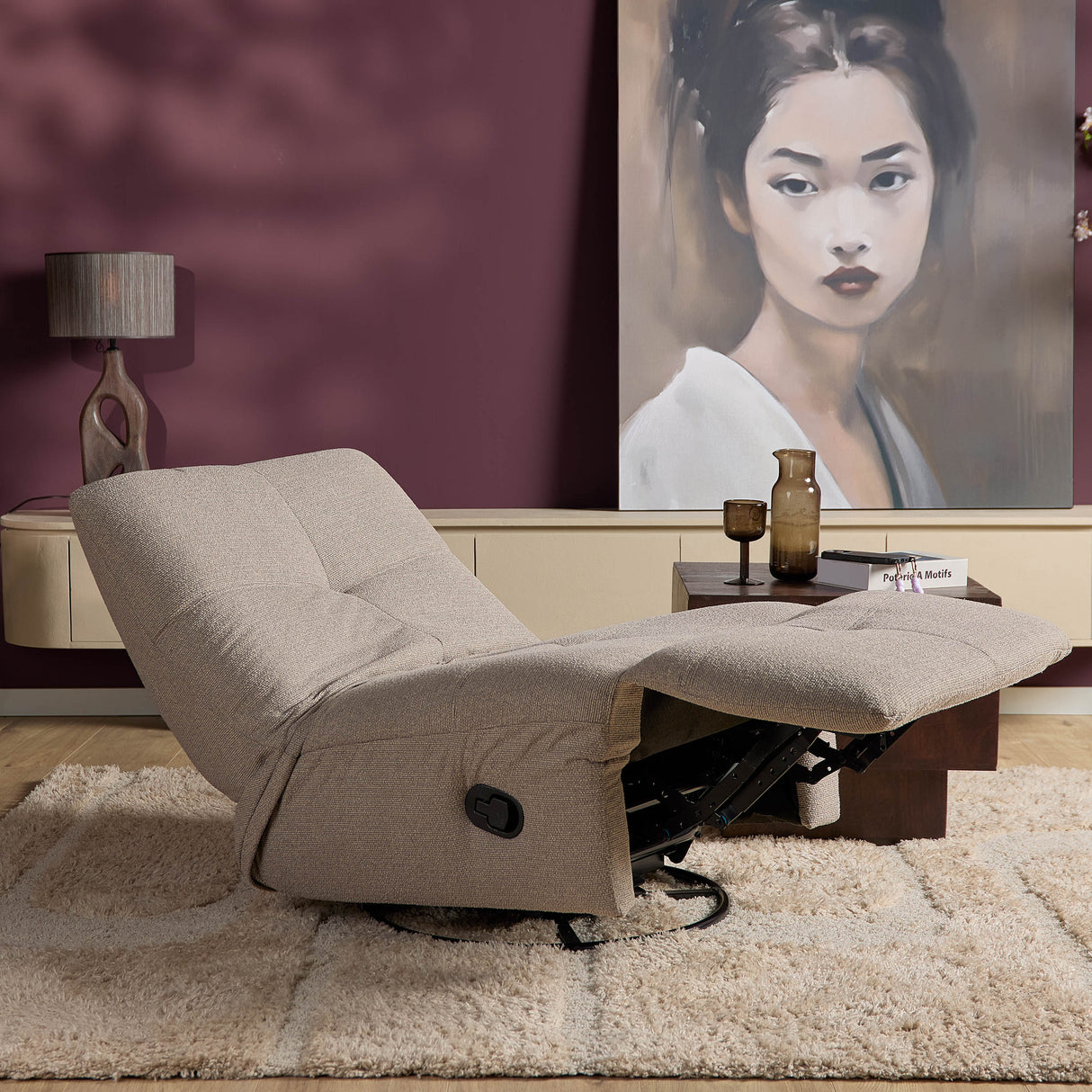 Relaxfauteuil - Taupe - Verstelbaar - Draaibaar - Schommelfunctie