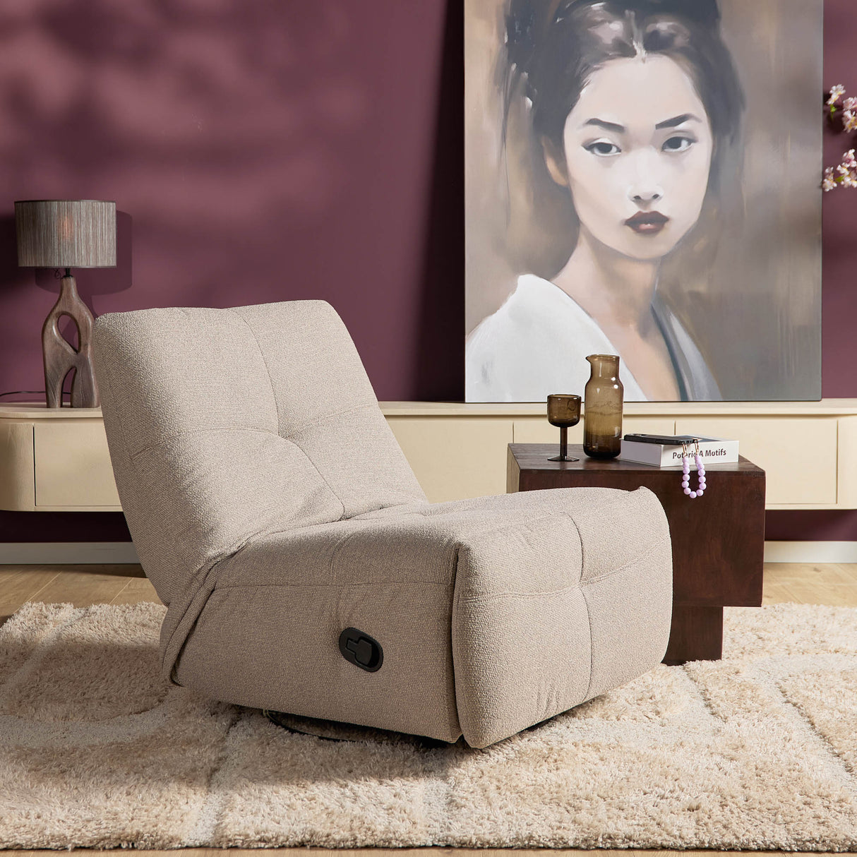 Relaxfauteuil - Taupe - Verstelbaar - Draaibaar - Schommelfunctie