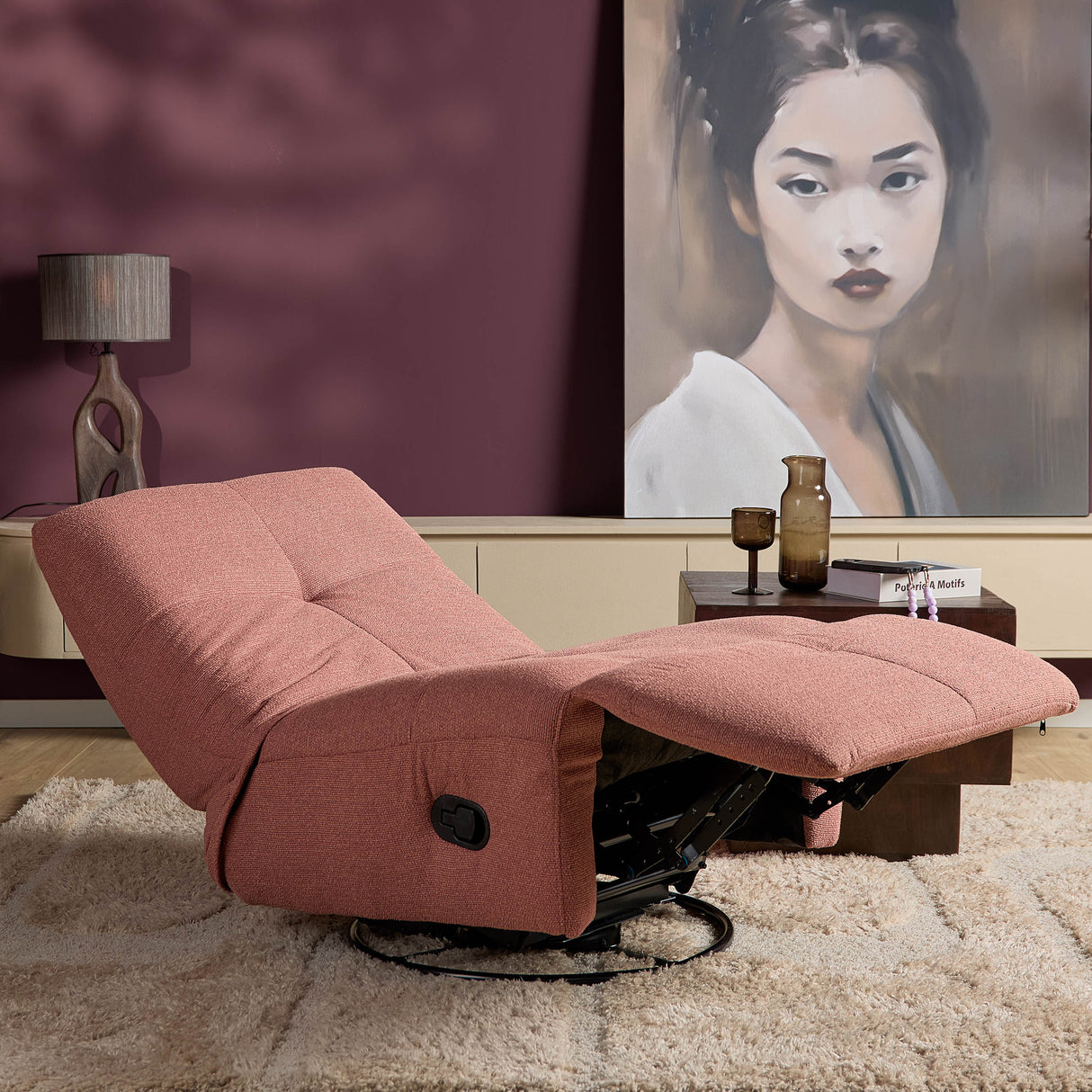 Relaxfauteuil - Roze - Verstelbaar - Draaibaar - Modern