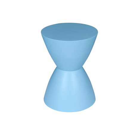 Bijzettafel van blauw mangohout, modern zandloper design, 33 cm, foto 3