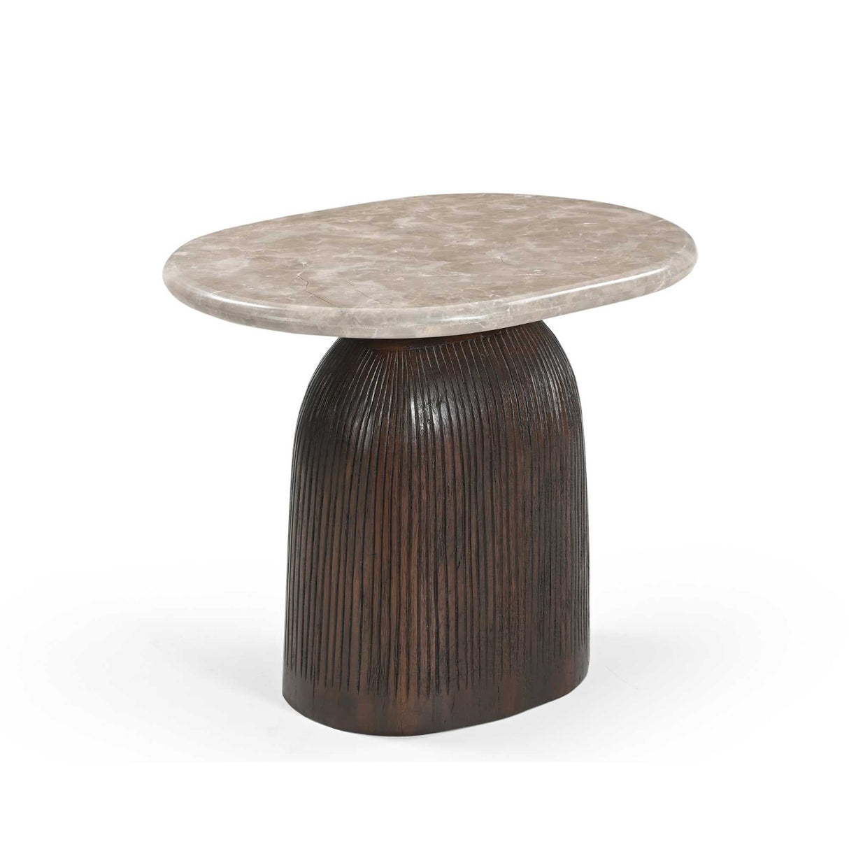 Bijzettafel - Bruin - Marmer - Mangohout - 60 cm End Tables Starfurn