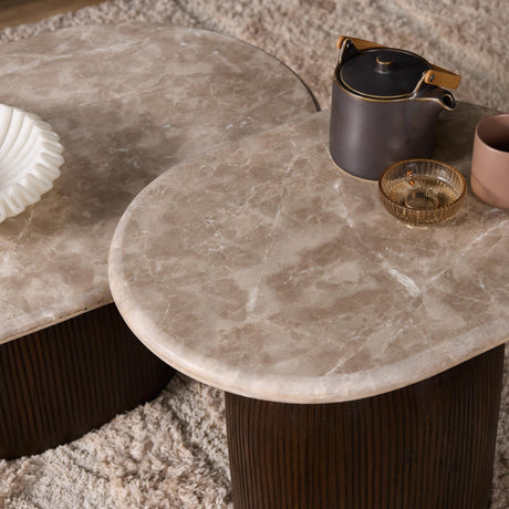Bijzettafel - Bruin - Marmer - Mangohout - 60 cm End Tables Starfurn