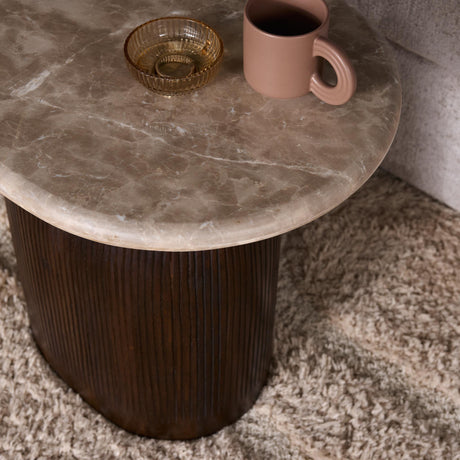 Bijzettafel - Bruin - Marmer - Mangohout - 60 cm End Tables Starfurn