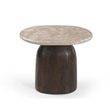 Bijzettafel - Bruin - Marmer - Mangohout - 60 cm End Tables Starfurn