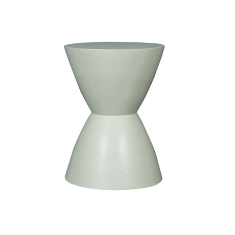 Bijzettafel van groen mangohout, modern zandloper design, 33 cm