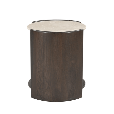 Bijzettafel van mangohout met blad van Botticino marmer, 45 cm, foto 4