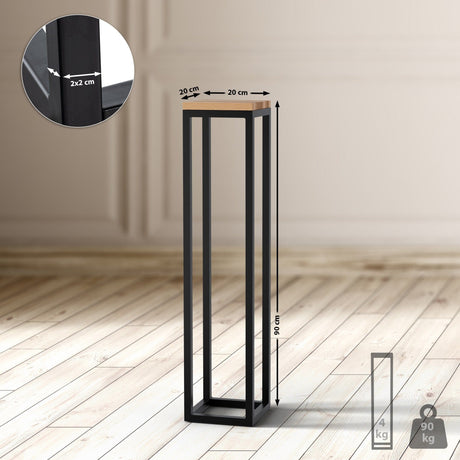 Bijzettafel Manteo – Massief Eiken Tafelblad – Zwart Metalen Frame – Modern Design – Diverse Maten Bijzettafels Knuska