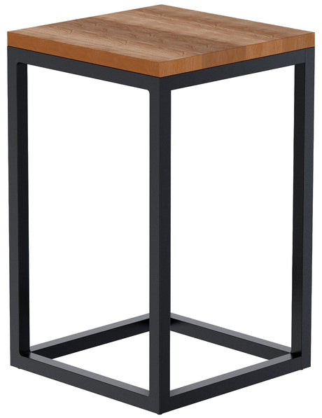 Bijzettafel met massief eiken tafelblad en zwart metalen frame, foto 10