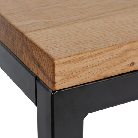 Bijzettafel met massief eiken tafelblad en zwart metalen frame, foto 4