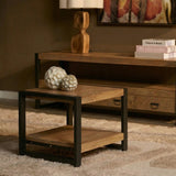 Bijzettafel - Naturel Mangohout - 60x60 cm - Met Onderblad End Tables Starfurn