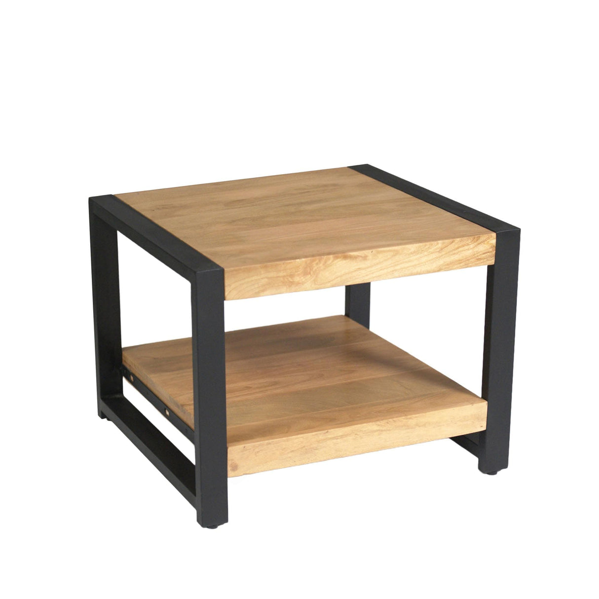 Bijzettafel - Naturel Mangohout - 60x60 cm - Met Onderblad End Tables Starfurn