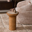 Bijzettafel - Naturel Mangohout - Travertin Blad - 33 cm End Tables Starfurn