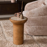 Bijzettafel - Naturel Mangohout - Travertin Blad - 33 cm End Tables Starfurn