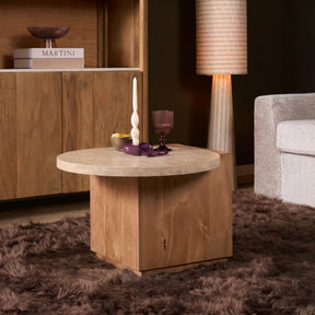 Bijzettafel Numa Naturel Travertin 60 cm Starfurn