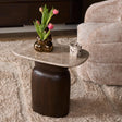 Bijzettafel - Ovaal - Bruin - Marmer - Mangohout - 56 cm End Tables Starfurn