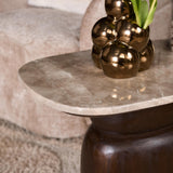 Bijzettafel - Ovaal - Bruin - Marmer - Mangohout - 56 cm End Tables Starfurn