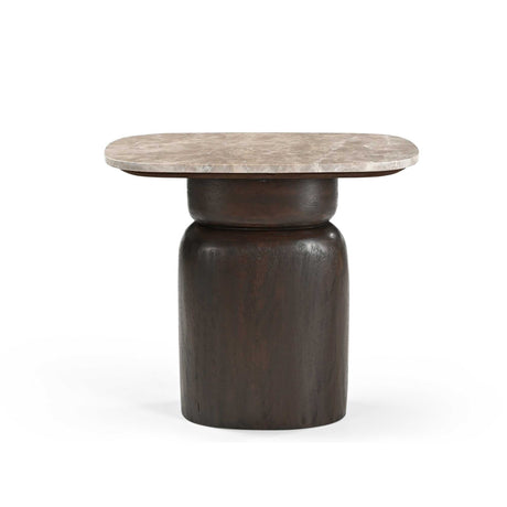 Bijzettafel - Ovaal - Bruin - Marmer - Mangohout - 56 cm End Tables Starfurn