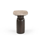Bijzettafel - Ovaal - Bruin - Marmer - Mangohout - 56 cm End Tables Starfurn