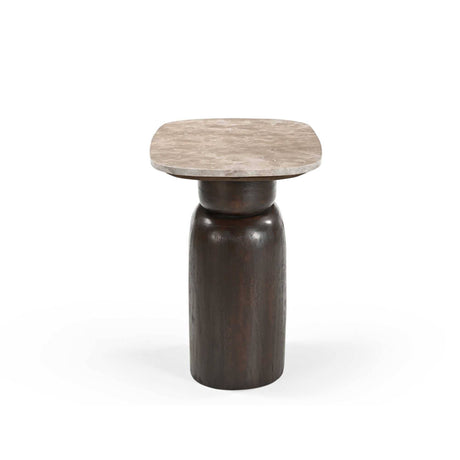 Bijzettafel - Ovaal - Bruin - Marmer - Mangohout - 56 cm End Tables Starfurn