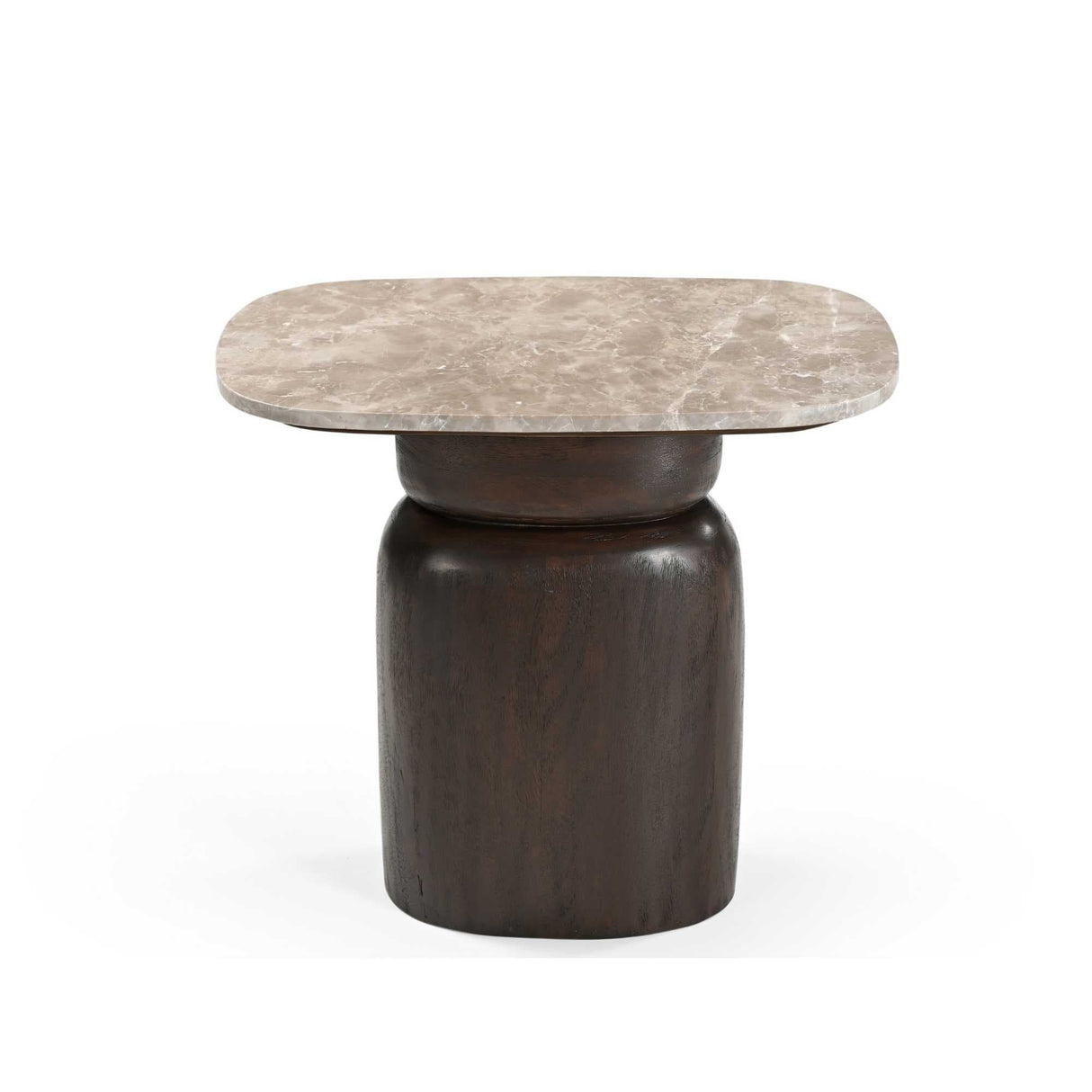 Bijzettafel - Ovaal - Bruin - Marmer - Mangohout - 56 cm End Tables Starfurn