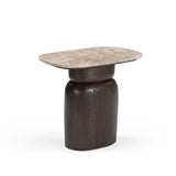 Bijzettafel - Ovaal - Bruin - Marmer - Mangohout - 56 cm End Tables Starfurn