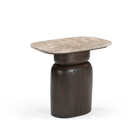 Bijzettafel - Ovaal - Bruin - Marmer - Mangohout - 56 cm End Tables Starfurn