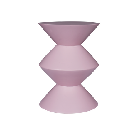 Bijzettafel van roze mangohout, gestapeld geometrisch design, 33 cm, foto 2