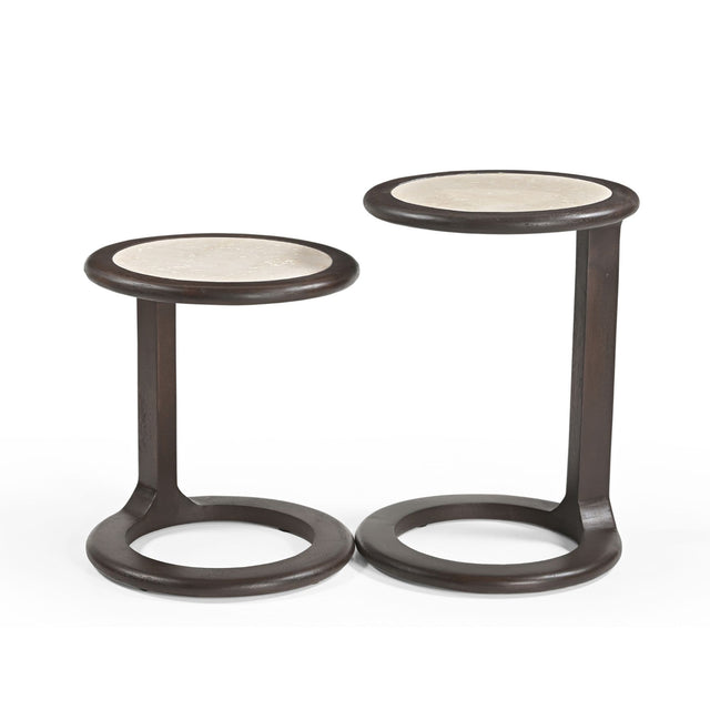Bijzettafel set - 2-delig - Bruin - Travertin End Tables Starfurn