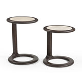 Bijzettafel set - 2-delig - Bruin - Travertin End Tables Starfurn