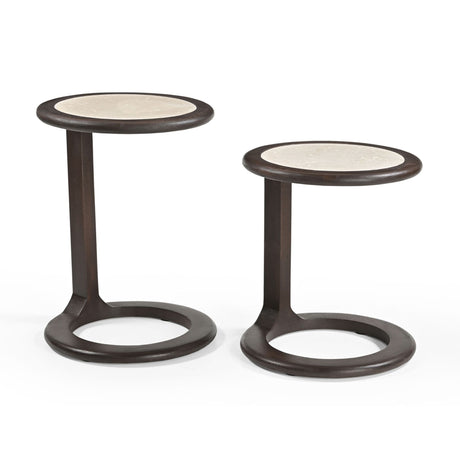 Bijzettafel set - 2-delig - Bruin - Travertin End Tables Starfurn
