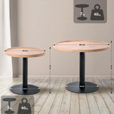 Bijzettafel Set Aspen (2-delig) – Rond – Hout & Zwart Metaal – Modern Design End Tables Knuska