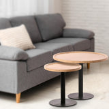 Bijzettafel Set Aspen (2-delig) – Rond – Hout & Zwart Metaal – Modern Design End Tables Knuska