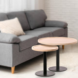 Bijzettafel Set Aspen (2-delig) – Rond – Hout & Zwart Metaal – Modern Design End Tables Knuska
