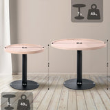 Bijzettafel Set Aspen (2-delig) – Rond – Hout & Zwart Metaal – Modern Design End Tables Knuska