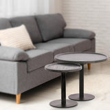 Bijzettafel Set Aspen (2-delig) – Rond – Hout & Zwart Metaal – Modern Design End Tables Knuska