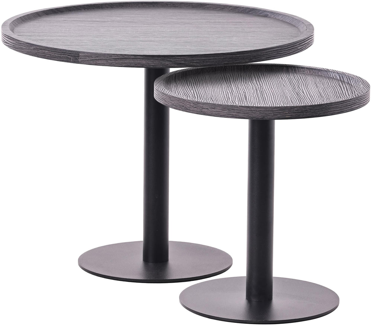 Bijzettafel Set Aspen (2-delig) – Rond – Hout & Zwart Metaal – Modern Design End Tables Knuska