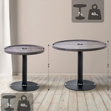 Bijzettafel Set Aspen (2-delig) – Rond – Hout & Zwart Metaal – Modern Design End Tables Knuska