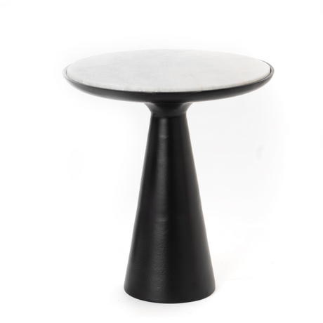 Bijzettafel van zwart marmer en metaal, modern design, 45 cm