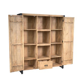 Boekenkast - Naturel Mangohout - 150x180 cm - 2 Deuren, 1 Lade & 2 Legplanken Bookcases & Standing Shelves Starfurn