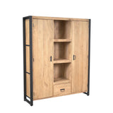 Boekenkast - Naturel Mangohout - 150x180 cm - 2 Deuren, 1 Lade & 2 Legplanken Bookcases & Standing Shelves Starfurn