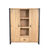 Boekenkast - Naturel Mangohout - 150x180 cm - 2 Deuren, 1 Lade & 2 Legplanken Bookcases & Standing Shelves Starfurn