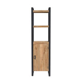 Boekenkast - Naturel Mangohout - 55x200 cm - 1 Deur & 2 Open Vakken Bookcases & Standing Shelves Starfurn