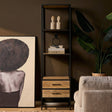 Boekenkast - Naturel - Mangohout - met lades - 55 cm Bookcases & Standing Shelves Starfurn