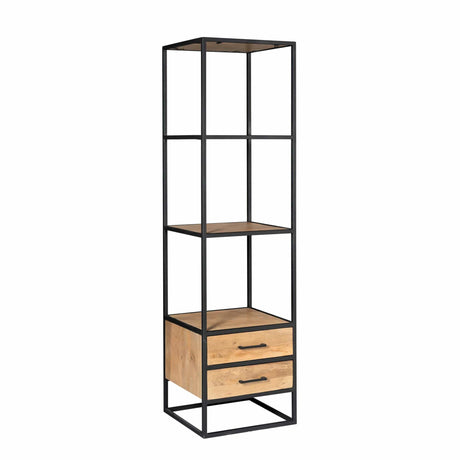 Boekenkast - Naturel - Mangohout - met lades - 55 cm Bookcases & Standing Shelves Starfurn