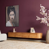 Breed Tv-meubel - Naturel Mangohout - 240 cm - Zwevend of Staand Entertainment Centers & TV Stands Starfurn