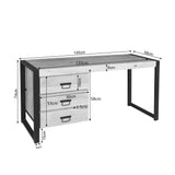 Bureau - Naturel Mangohout - 145x58 cm - 3 Laden & Industrieel Frame Desks Starfurn