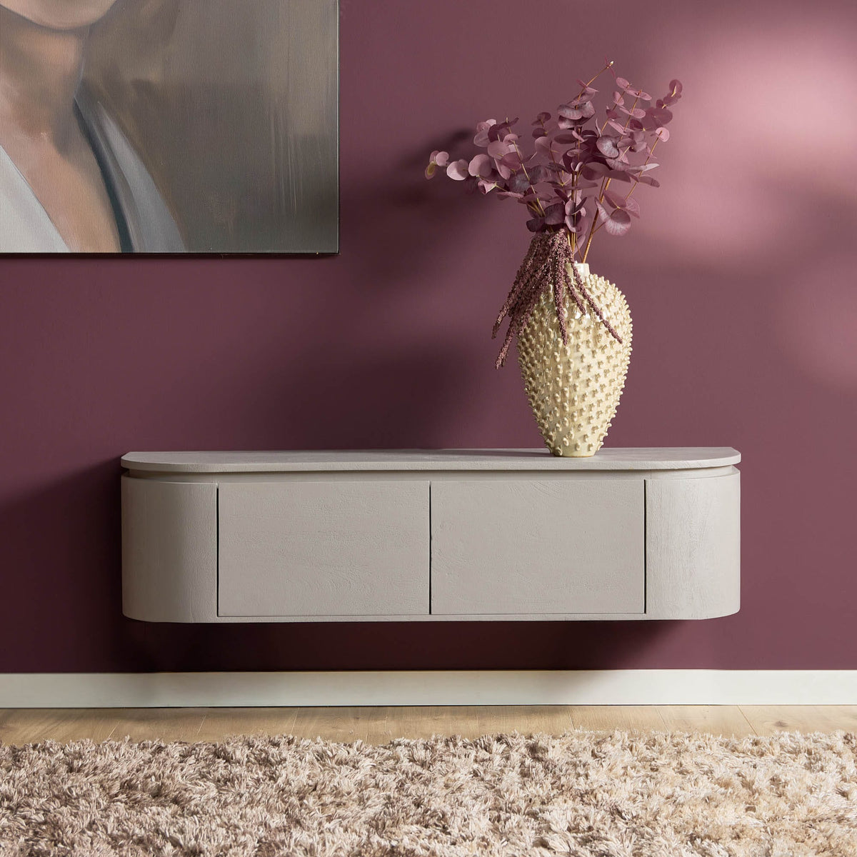Compact Tv-meubel - Taupe Mangohout - 120 cm - Zwevend of Staand Entertainment Centers & TV Stands Starfurn
