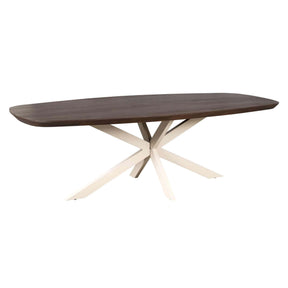 Deens Ovale Eettafel - Bruin Mangohout - 240 cm - Zandkleurige Metalen Spiderpoot Kitchen & Dining Room Tables Starfurn