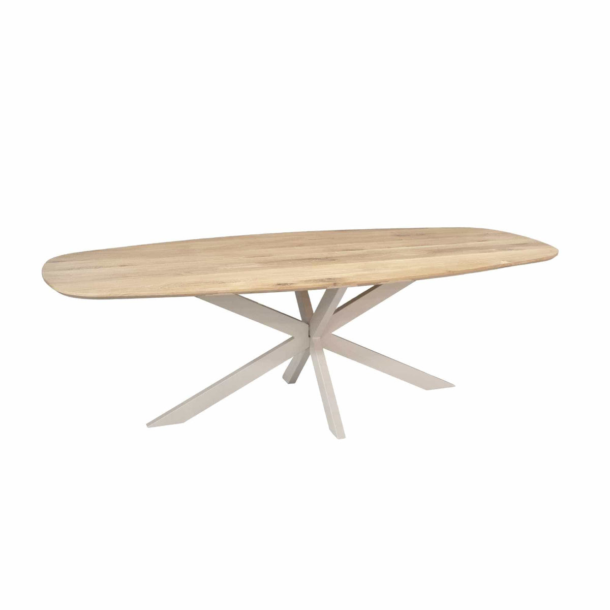 Deens ovale eettafel met massief eiken blad in naturel en zandkleurig stalen onderstel, 240 cm, foto 3